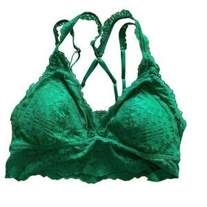 Aerie Fa La Lace Padded Bralette Bra Green‎ Alpine small NWT